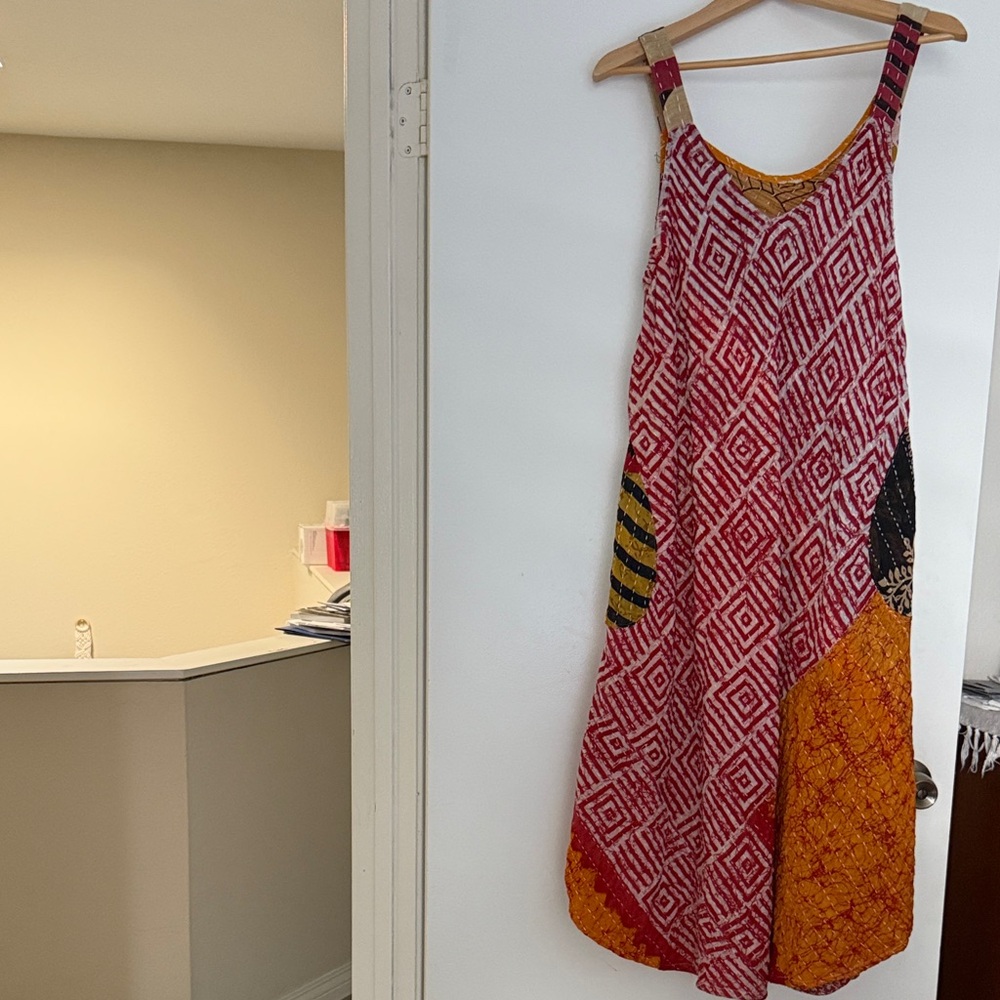 Sleeveless Maxi Reversible Kantha Dress or Coverup - Picture 3 of 3